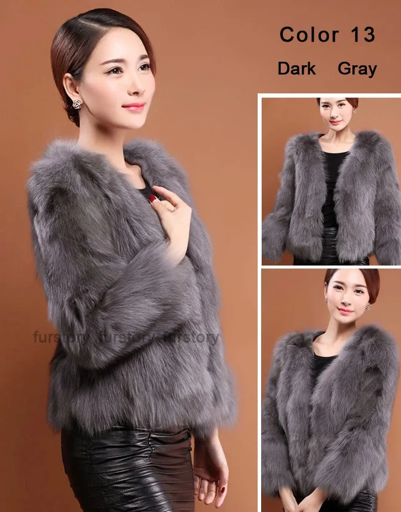 Winter Women's Natural Fur Coat Color Optional Three Quarter Sleeve