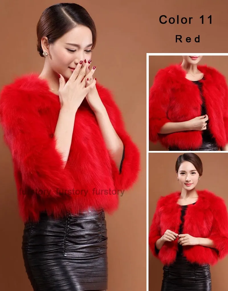 Winter Women's Natural Fur Coat Color Optional Three Quarter Sleeve