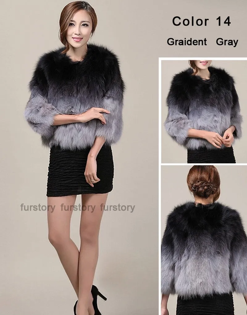 Winter Women's Natural Fur Coat Color Optional Three Quarter Sleeve