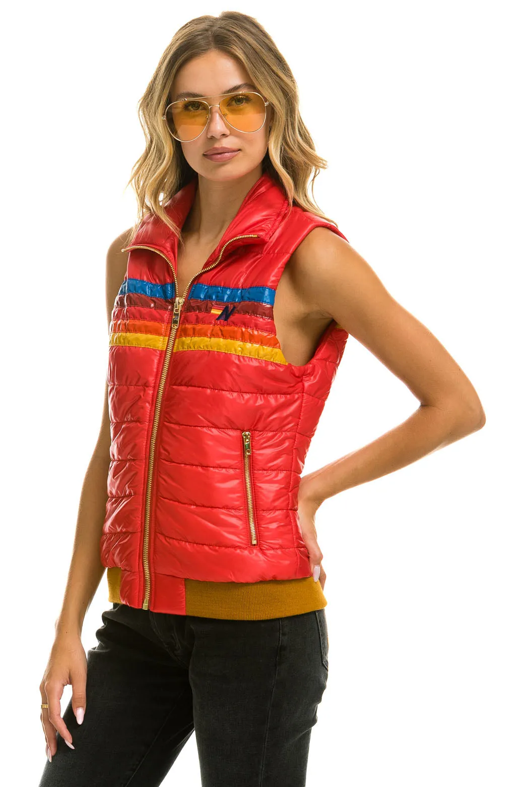 WOMEN'S 5 STRIPE VEST - GLOSSY CHERRY