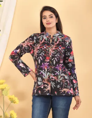 Women's Cotton Quilted Reversible Floral Jacket – Stylish & Comfortable