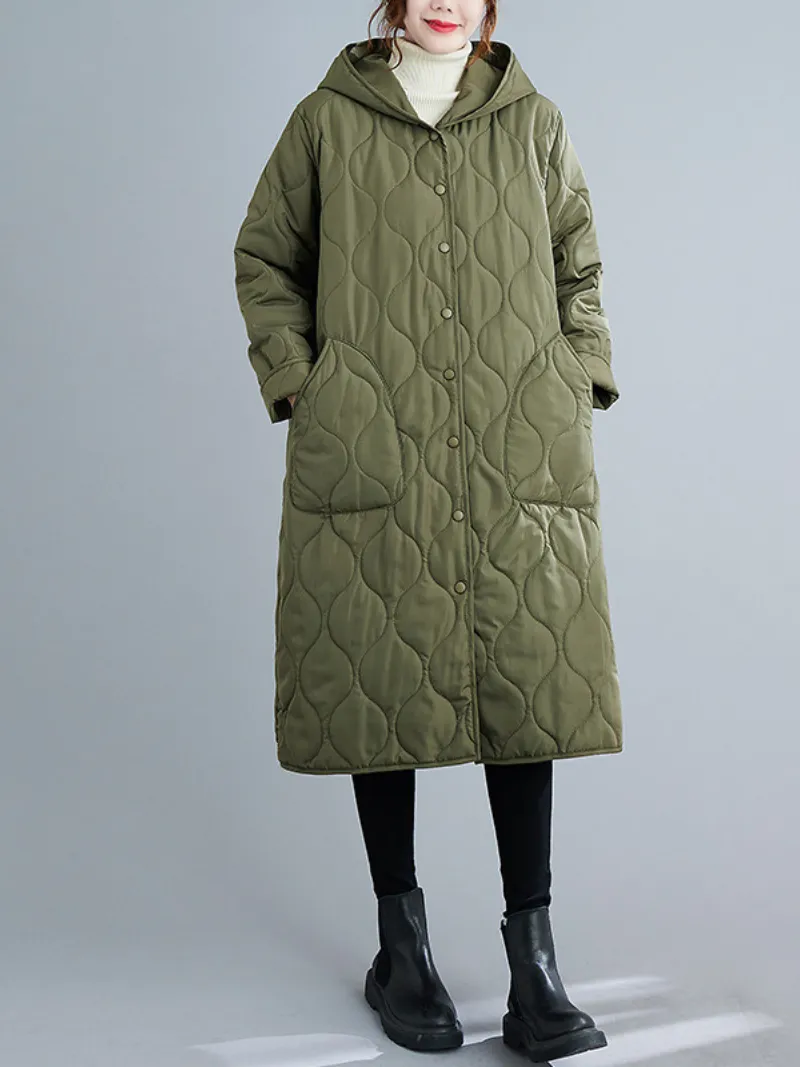 Women's Winter Warm Hooded Button-Up Coat